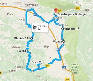 Opis krožne poti od Budanj, Ajdovščine, Planine, Erzelja, Goč, Vipave, Vrhpolja