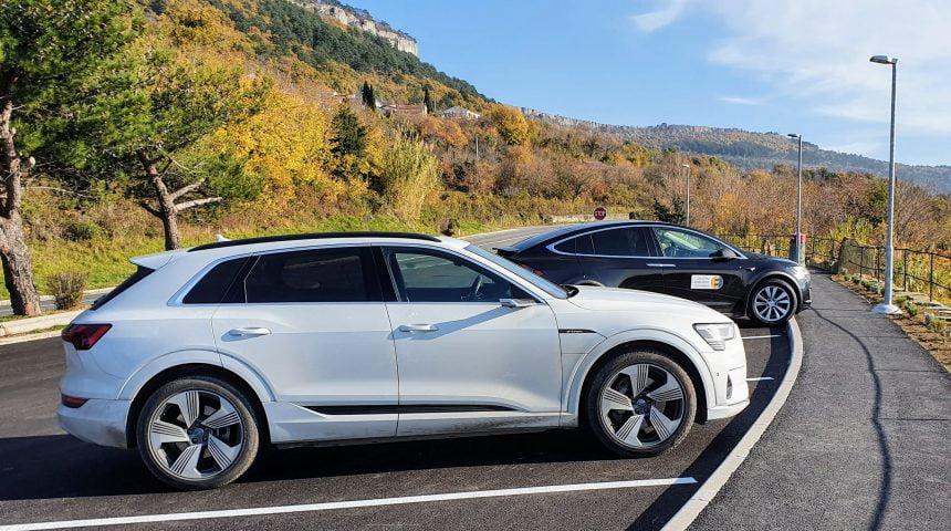 Test: Tesla model X90D in Audi e-Tron quattro 55