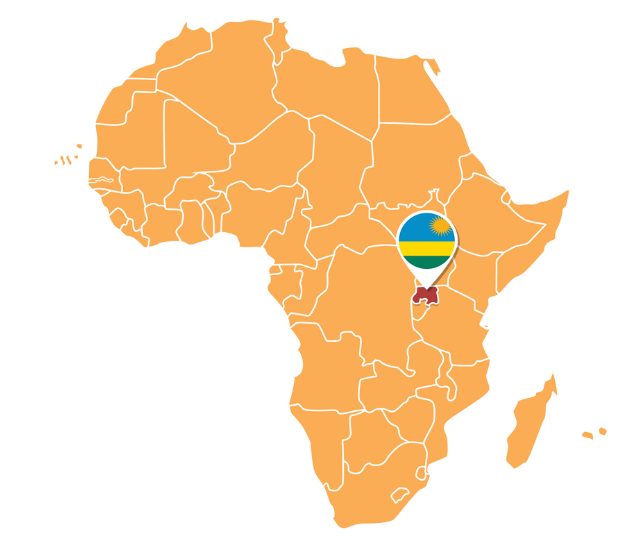 Ruanda na zemljevidu Afrike